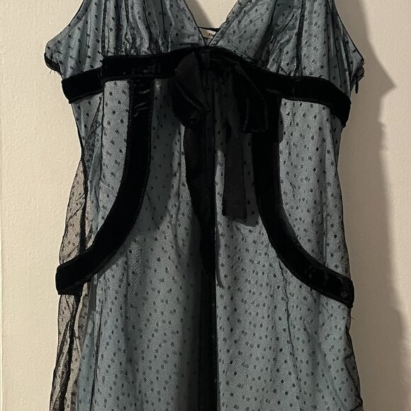 Urban Outfitters Kimchi Blue Bailey Mini Dress with lace layer and bow - Picture 2 of 6